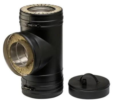 Wood 150/250mm t-stykke 90° - med prop Metalbestos