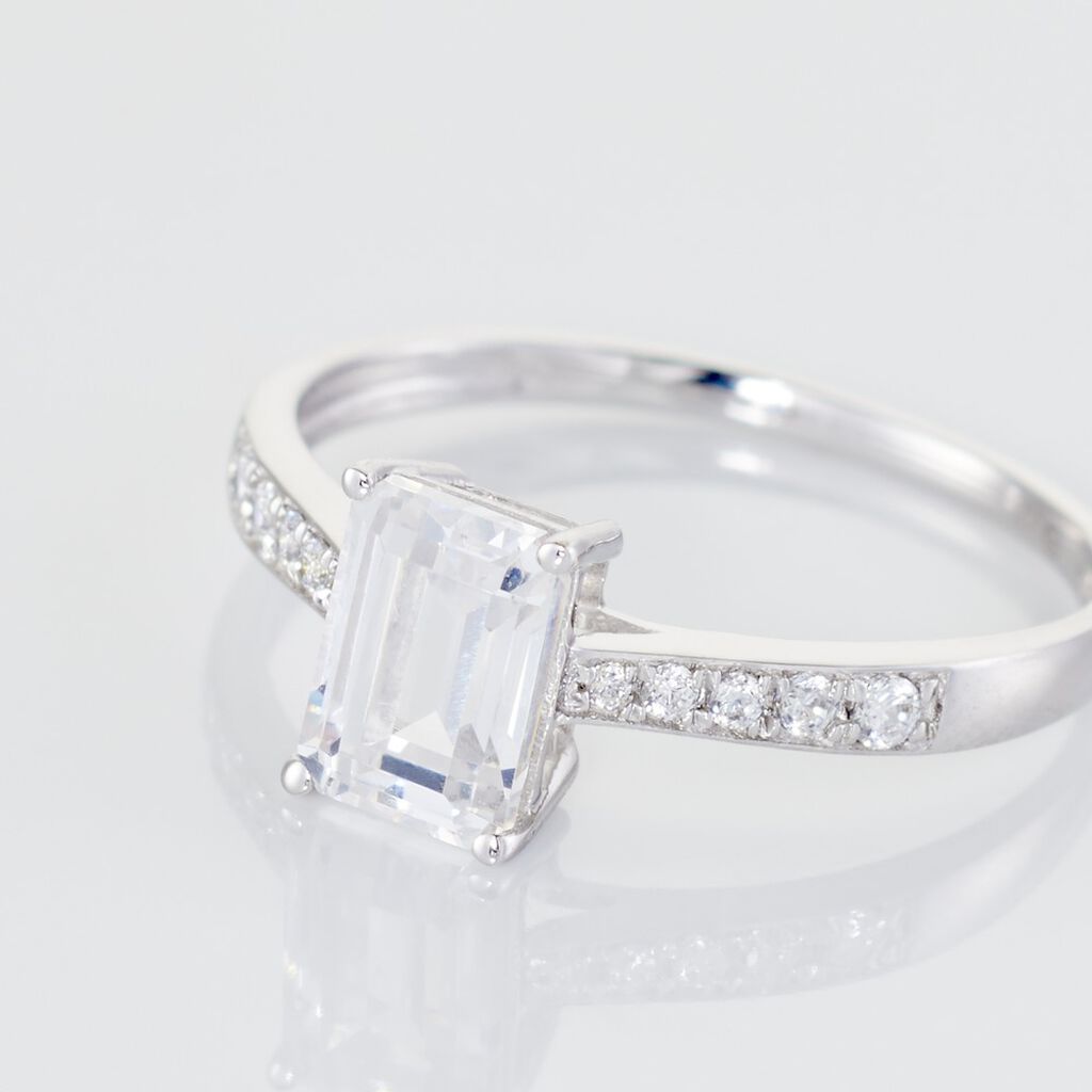 Bague Or Blanc  Gesacus Oxyde De Zirconium