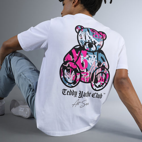 Tee Shirt Oversize Large Art Series Pink Blanc