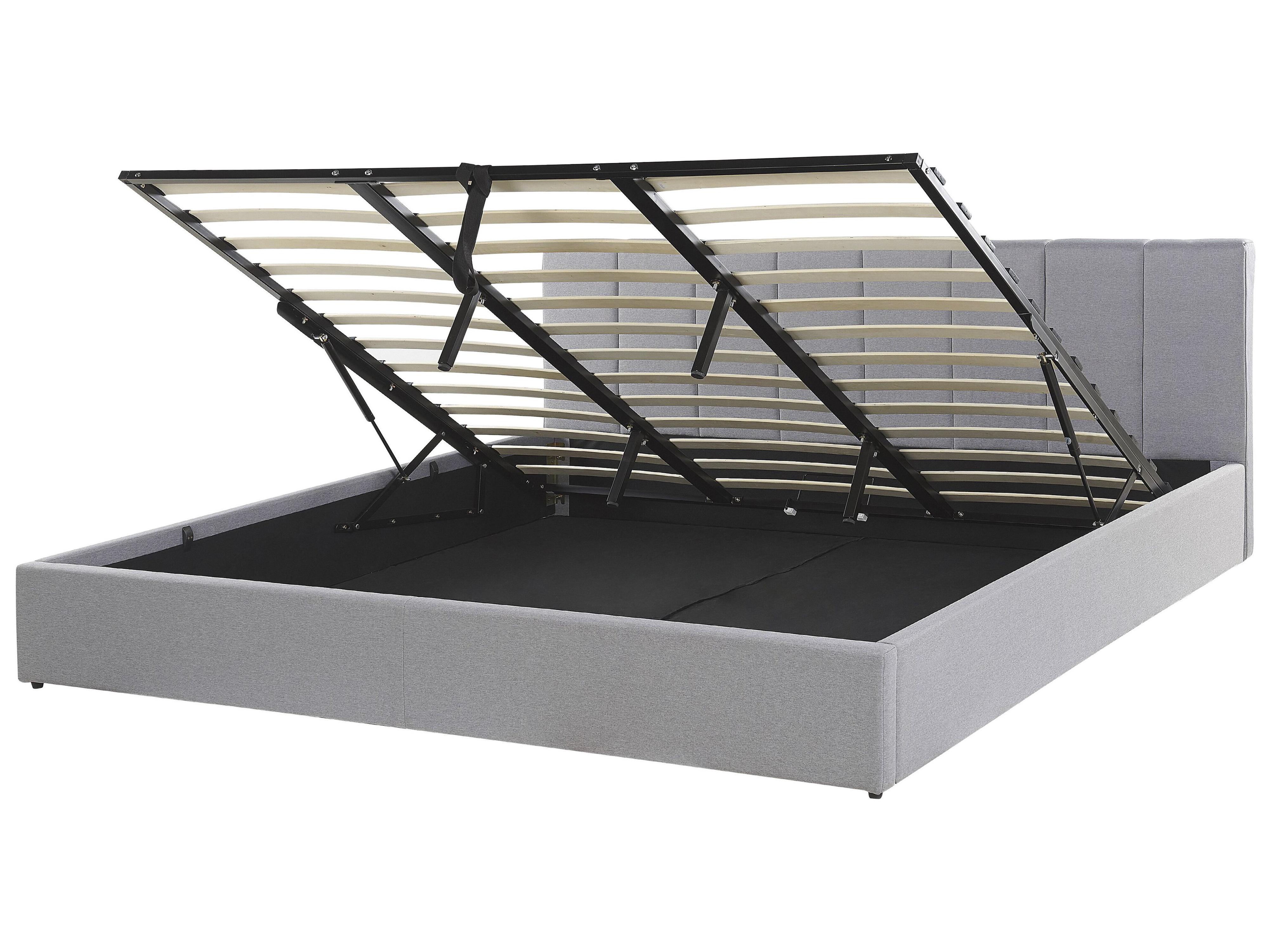 Bed met opbergruimte Stof DREUX 180 x 200 cm Lichtgrijs
