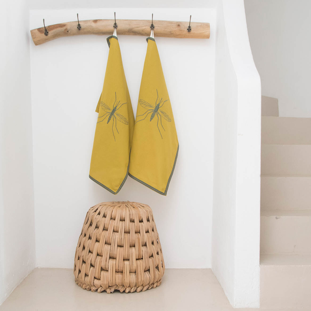 Febronie 2 Torchons en Coton Mosquito jaune/kaki - 50x75 cm