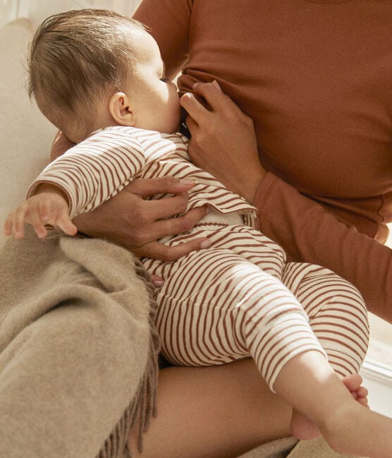 Ensemble 2 pièces bébé à rayures en tubique en coton