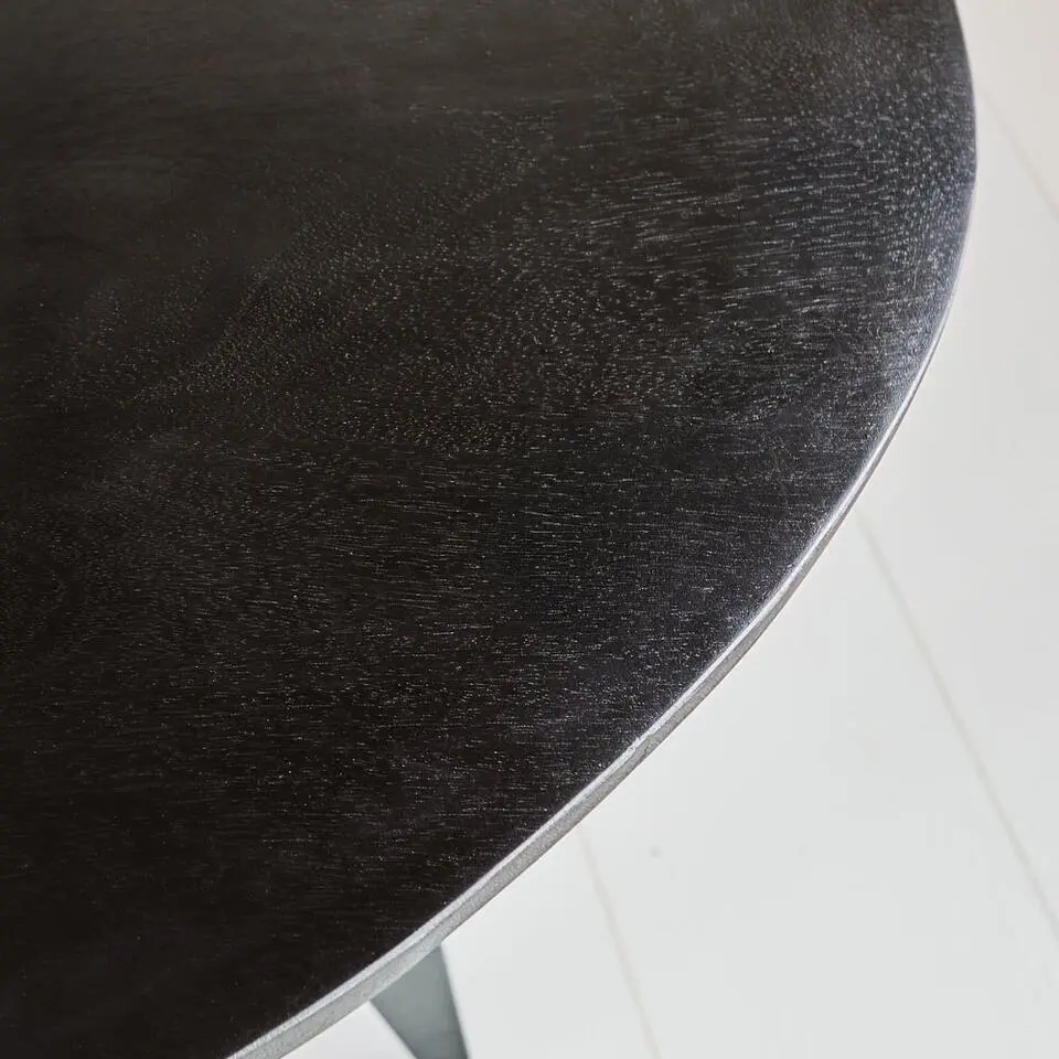 Zwart ovale eettafel Cesar 170x90 cm - Mangohout - Zwart