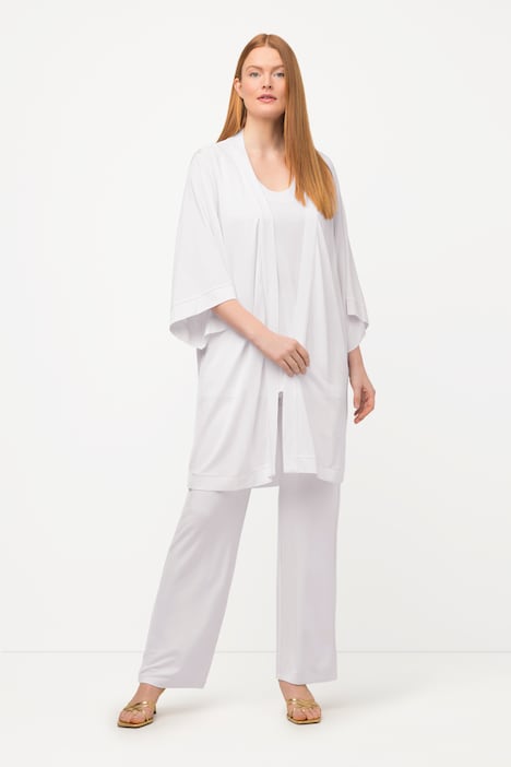Kimono, Slinky-Piqué, Stehkragen, Halbarm