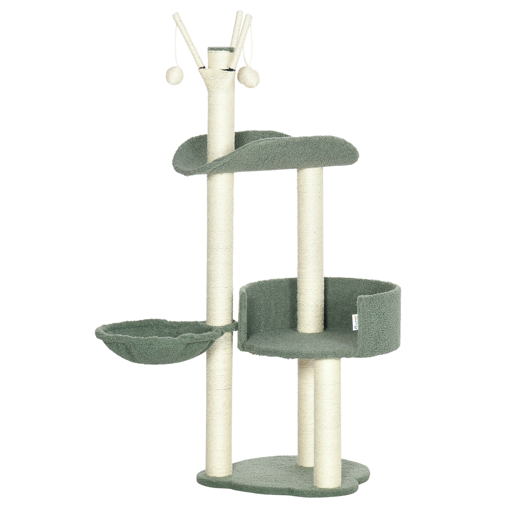 Arranhador para Gatos PawHut, Torre para Gatos, Verde e Creme