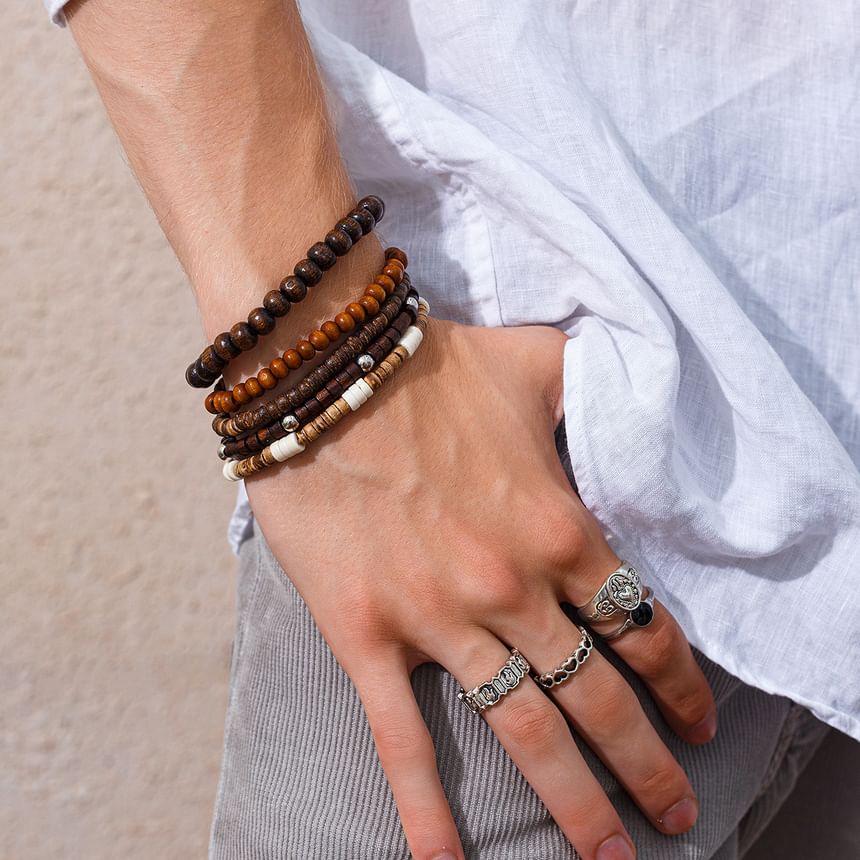 Gretlyn - Gelaagde houten kralenarmband