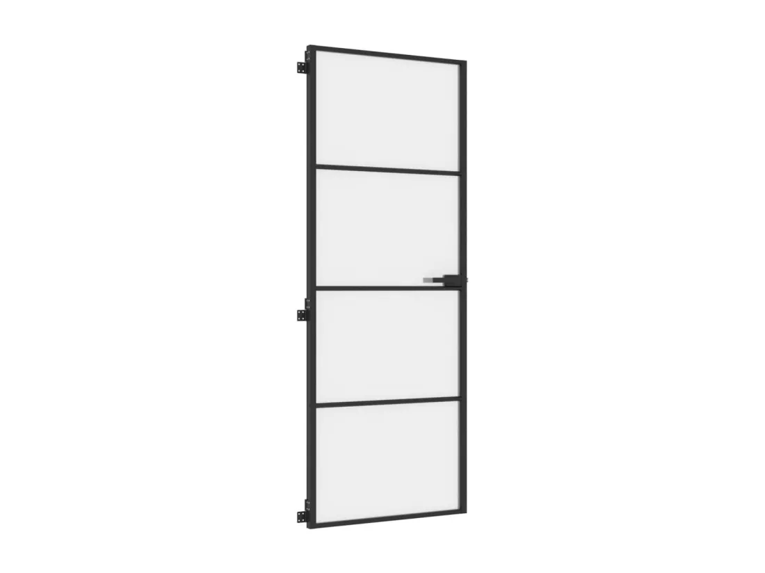 Porte intérieure mince noir 76x201,5 cm verre trempé aluminium