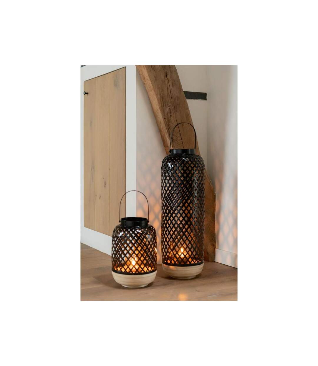 Paris Prix - Lanterne Déco En Bambou evi 60cm Noir