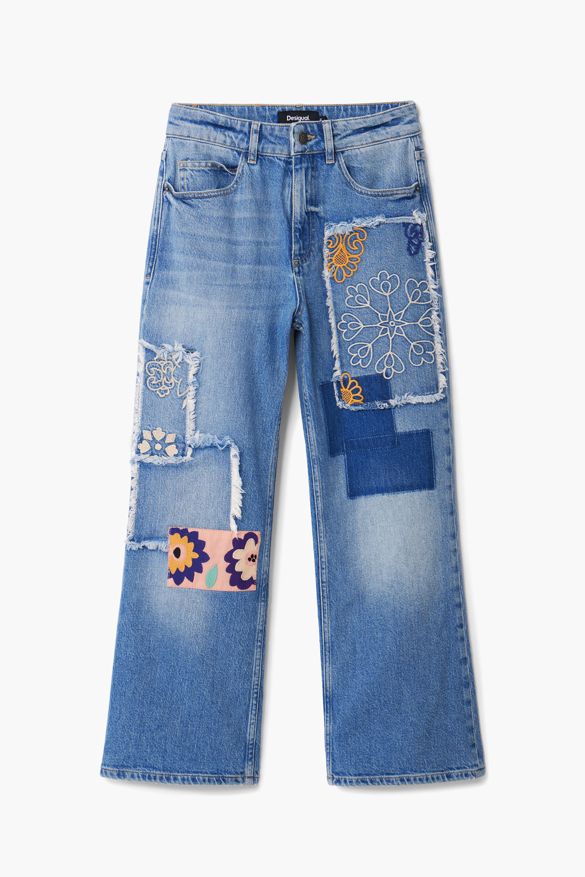 calça jeans patchwork