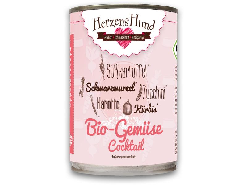 HerzensHund Hunde-Nahrungsergänzung Gemüsecocktail, 400 g Premium Bio-Ergänzungsfuttermittel für erwachsene Hunde