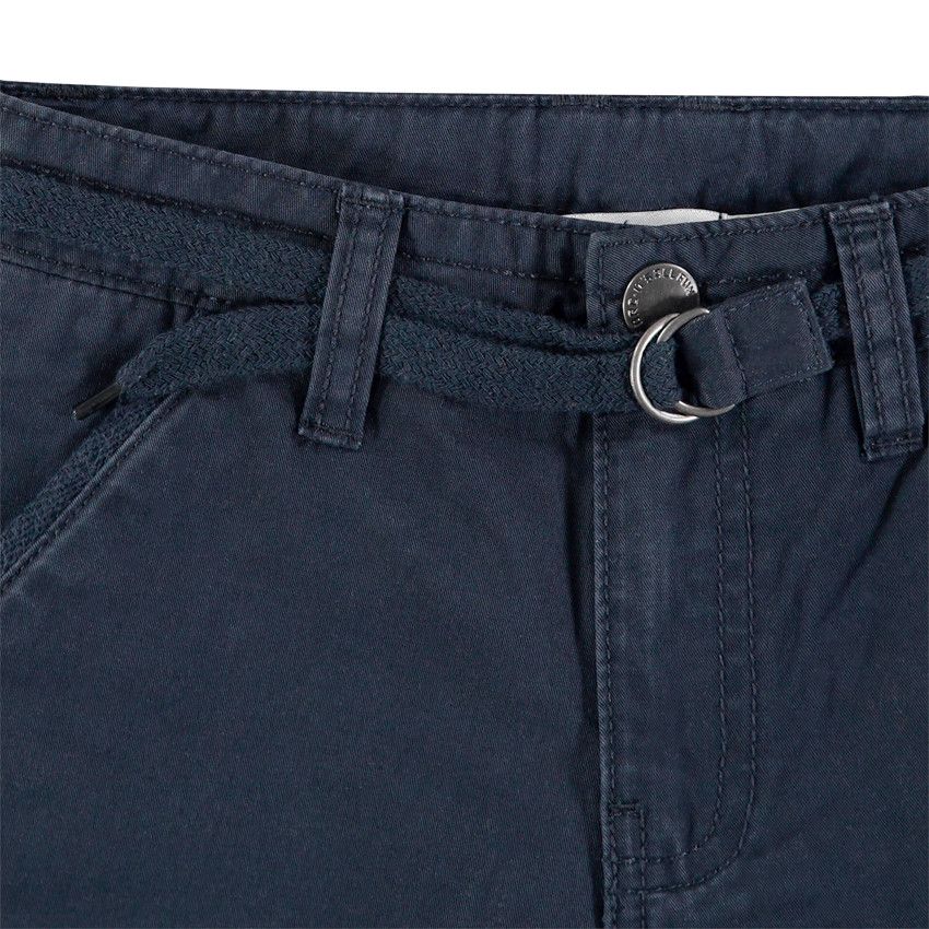 Bermuda en coton uni avec ceinture ajustable - Bleu marine