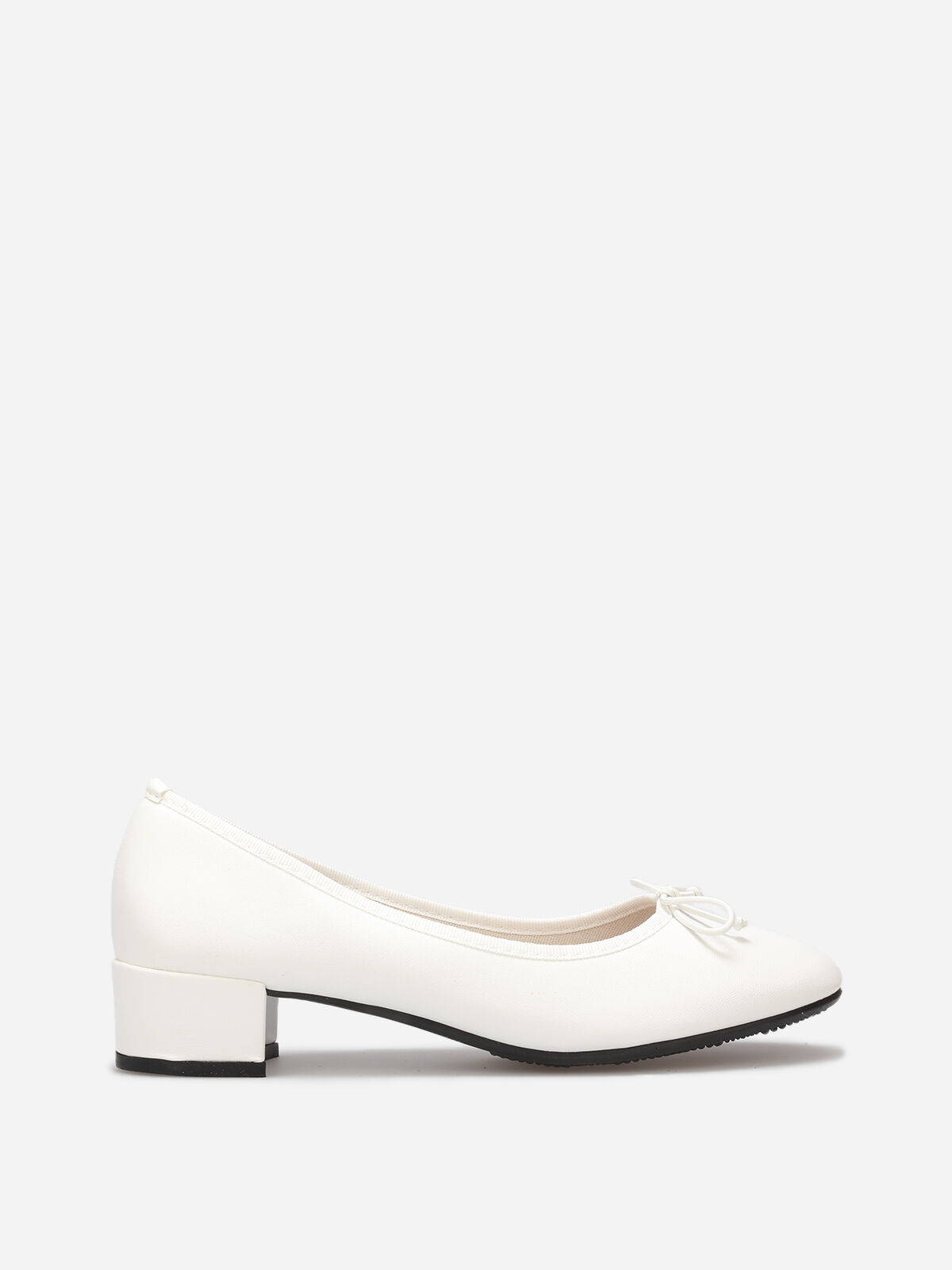 Ballerines à talon avec nœud- Blanc