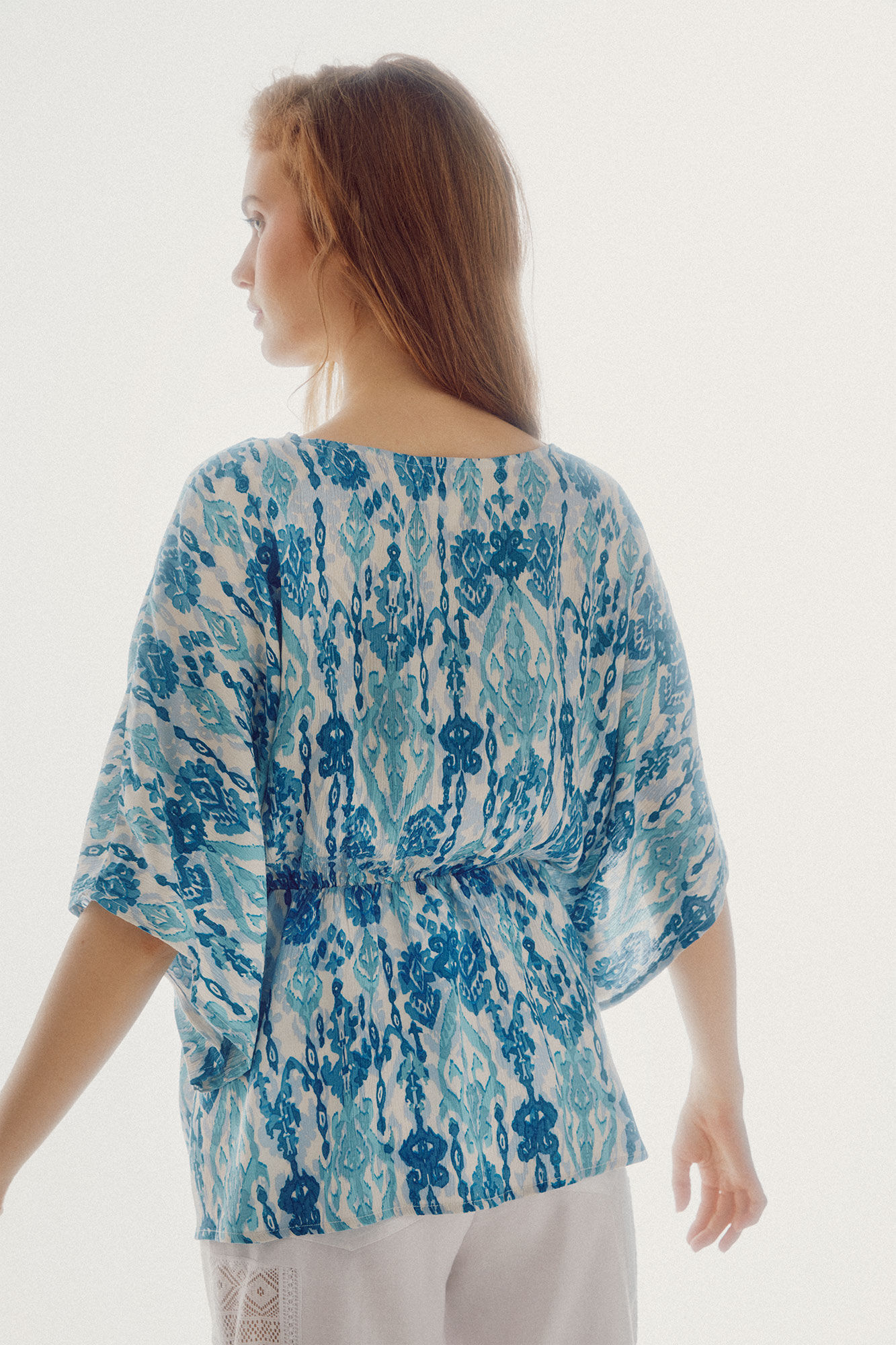 Blusa fluida - Estampado azul