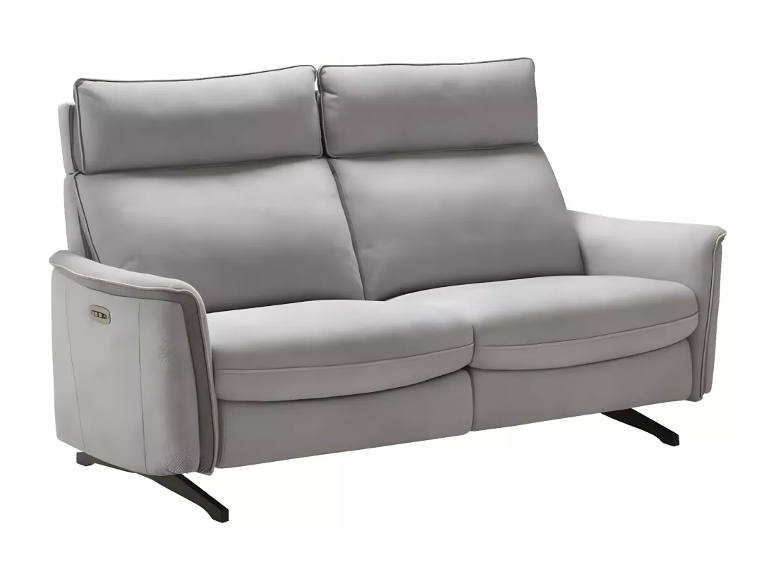 Canapé de relaxation électrique tissu chiné Riloza-Couleur Gris clair-3 places relax électrique