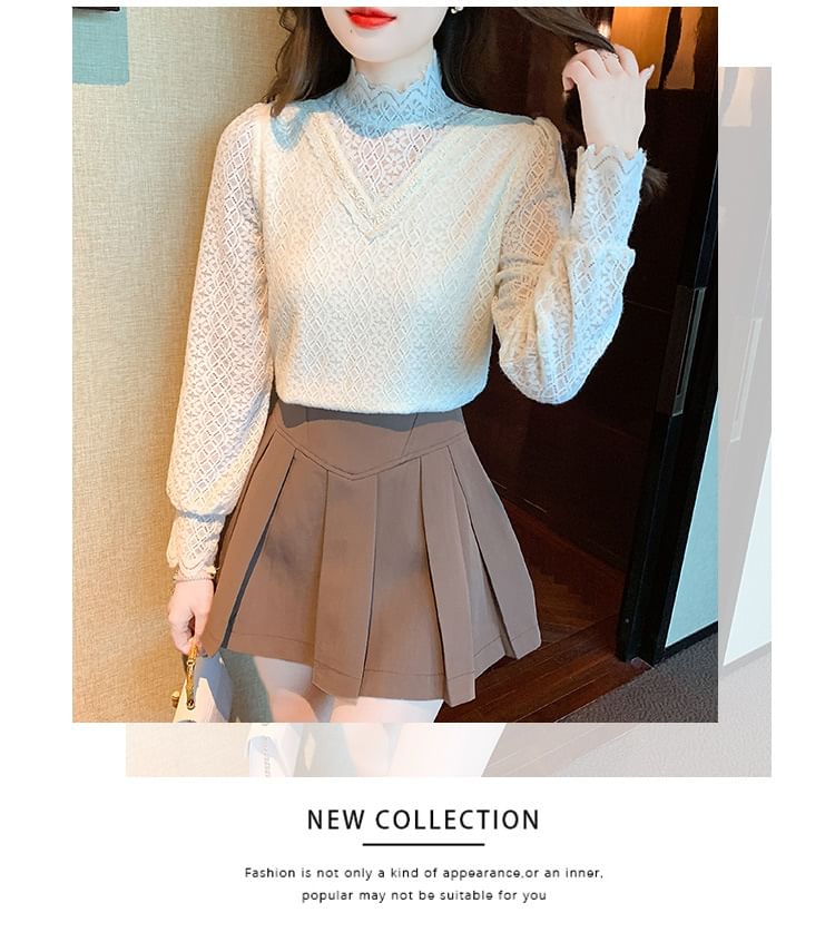 Daybreak - Blouse met lange mouwen en col van kant