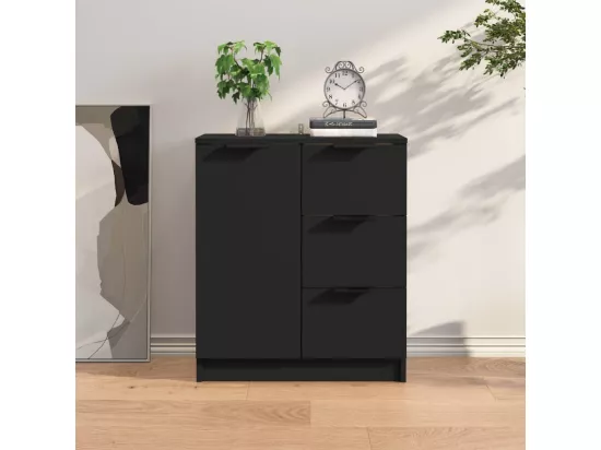 Buffet noir 60x30x70 cm bois d'ingénierie
