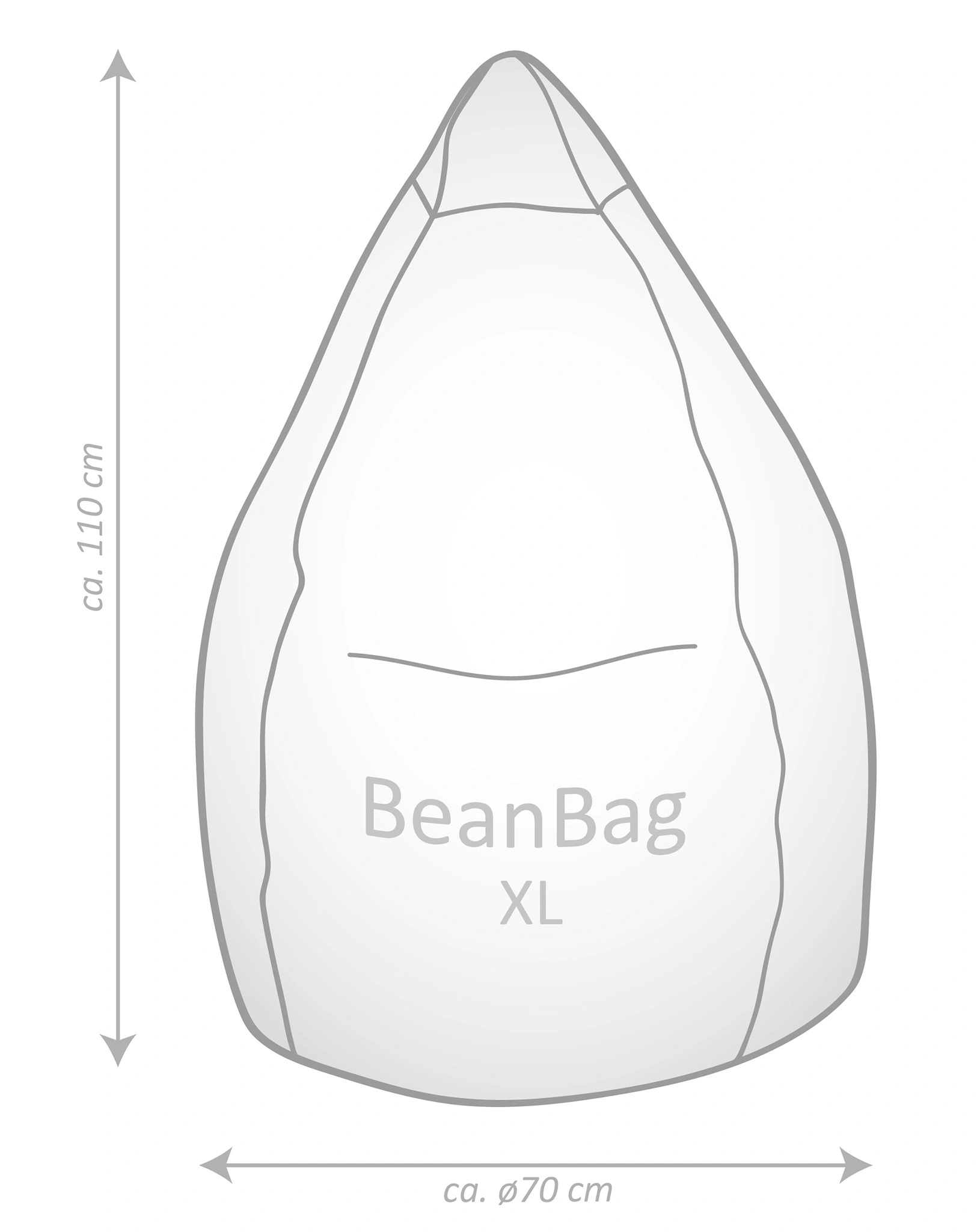 Sitzsack BeanBag FLUFFY XL (Farbe: mittelgrau)