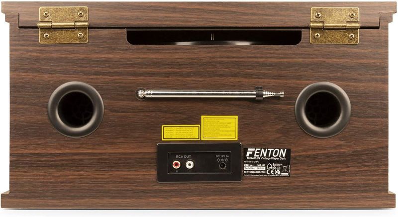 Fenton - Memphis - Platenspeler - Donkerbruin - Bluetooth, CD & MP3 Speler, Radio (DAB+ en FM), Cassette