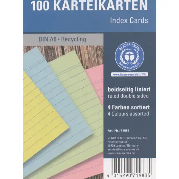 Karteikarte DIN A6, bunt