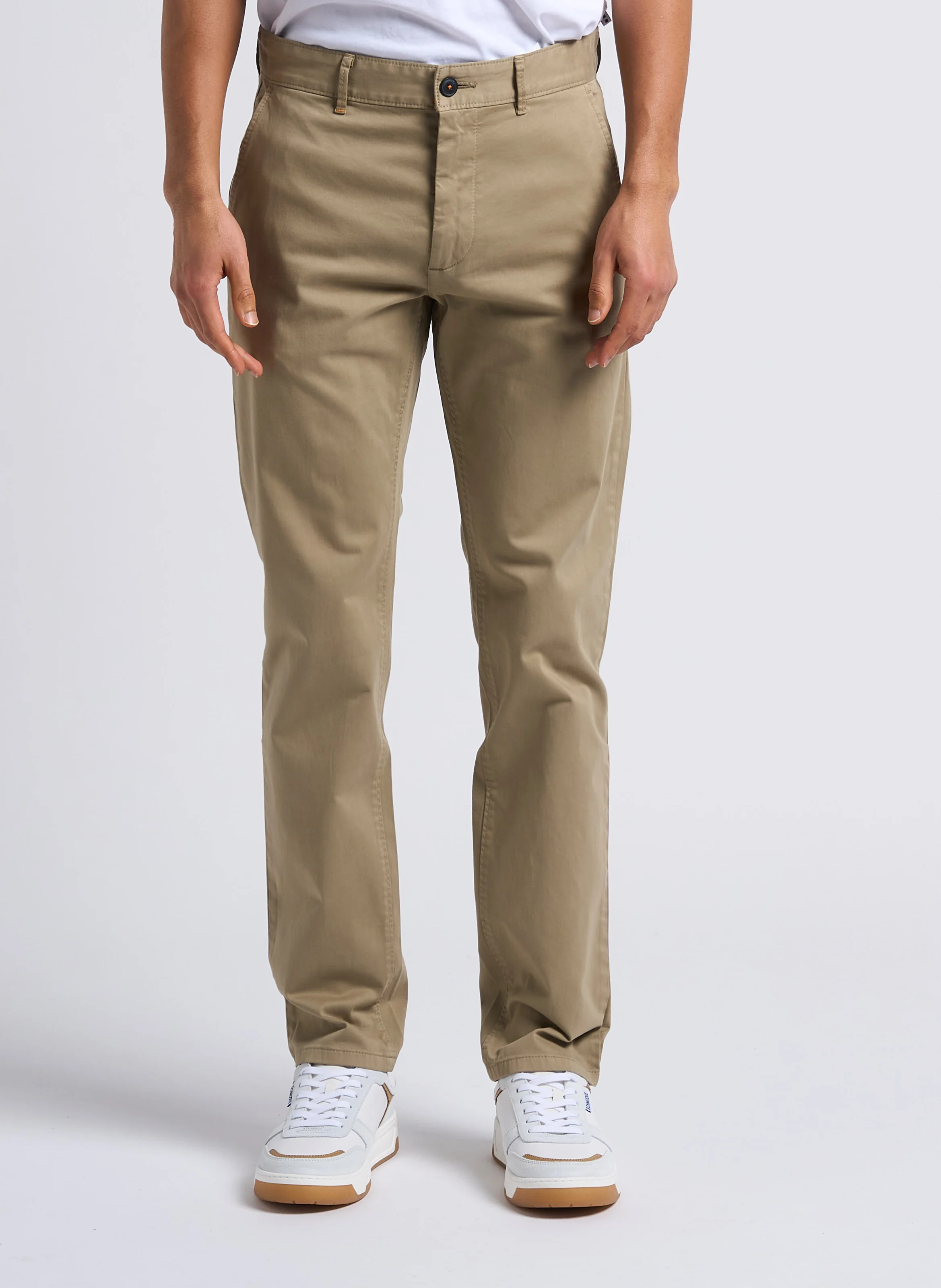 Pantalon chino en coton stretch | Marron