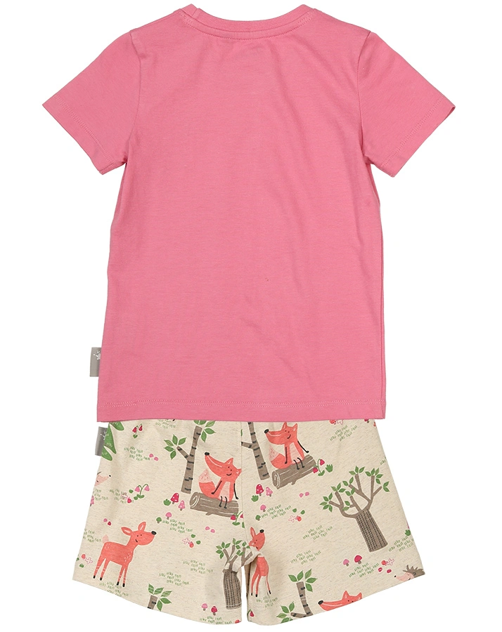 Schlafanzug WALDTIERE 2-teilig in pink/natur