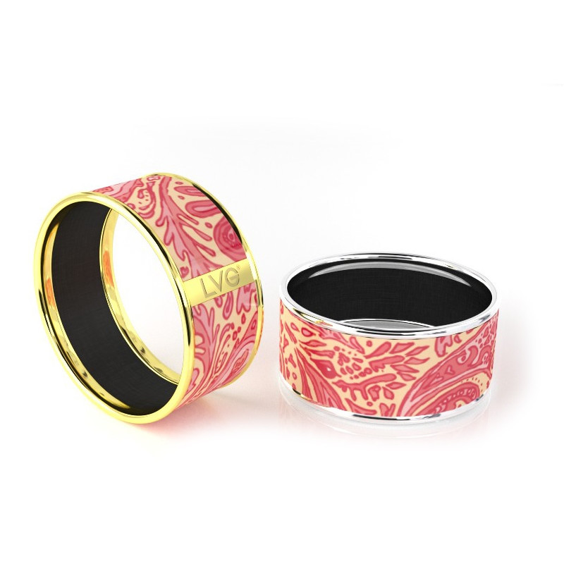 Legend Vogue - Bracelet Bangle Or Jaune Flaming Phoenix Rouge