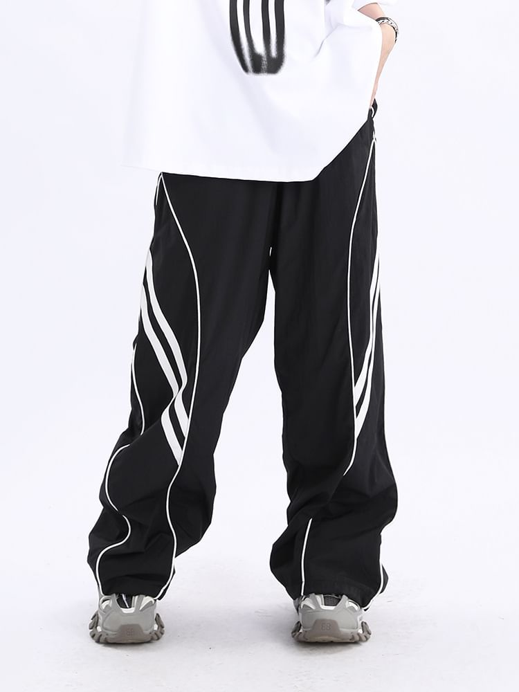 Rosesand - Lage taille gestreepte losse wijde joggingbroek