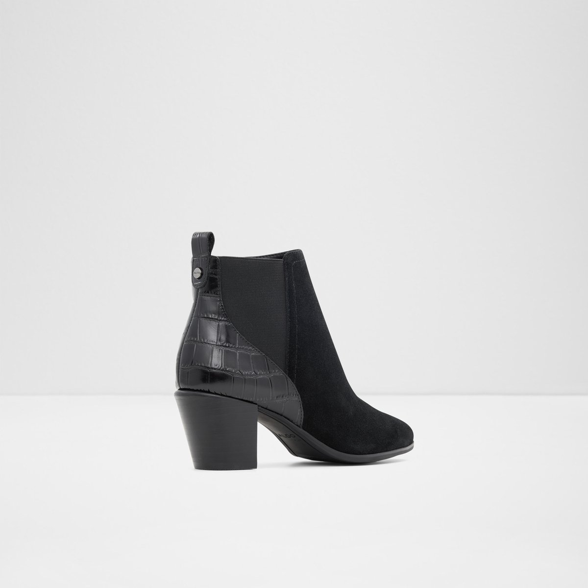 Savun Black Leather Mixed Material Women Chelsea boots
