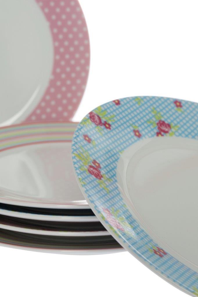 6-teiliges Tellerset AMOUR - bunt - Porzellan