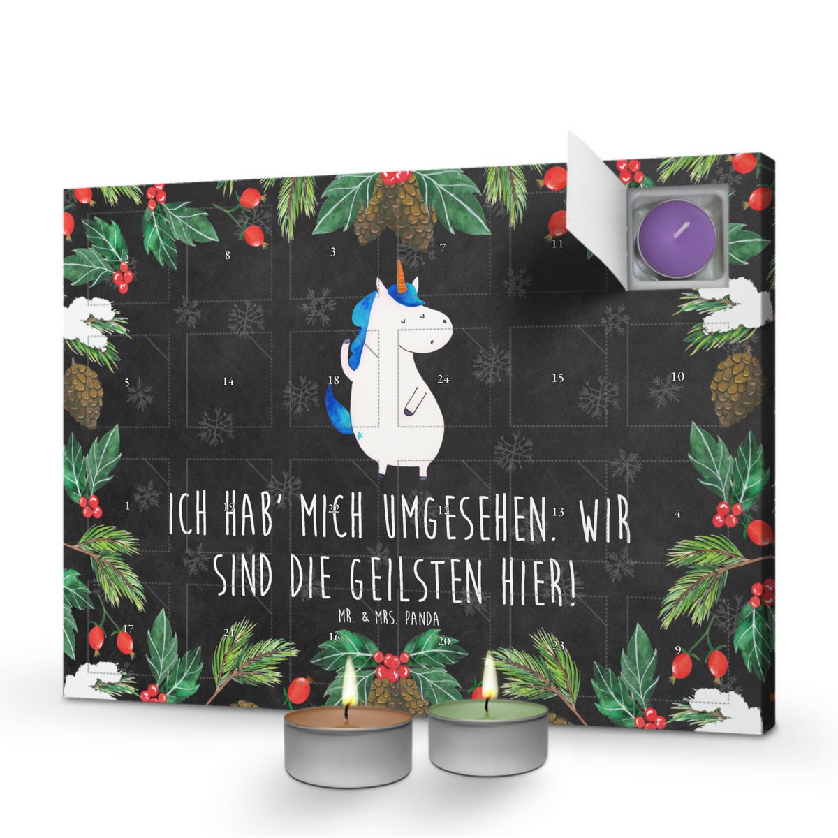 Mr. & Mrs. Panda Geurkaars Adventskalender Eenhoorn Man - Zwart