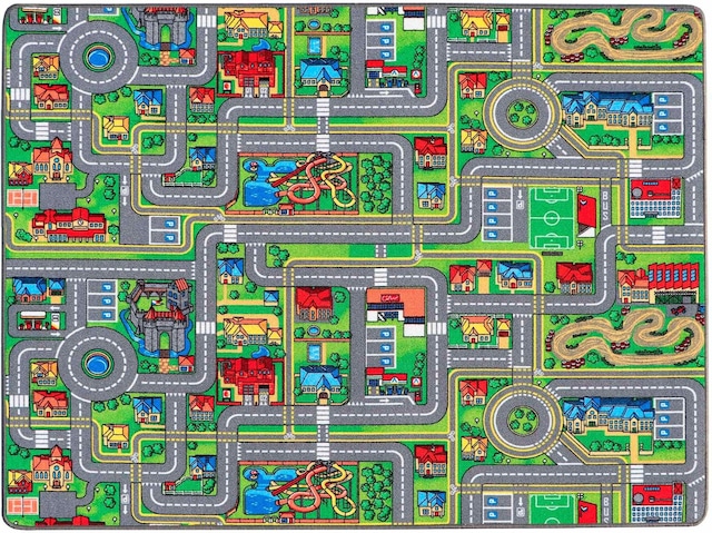 Primaflor-Ideen in Textil Kinderteppich »Spielteppich STREETS, Made in Belgium« rechteckig 5 mm Höhe Strassen-Teppich, Strassenbreite ca. 9 cm, Kinderzimmer