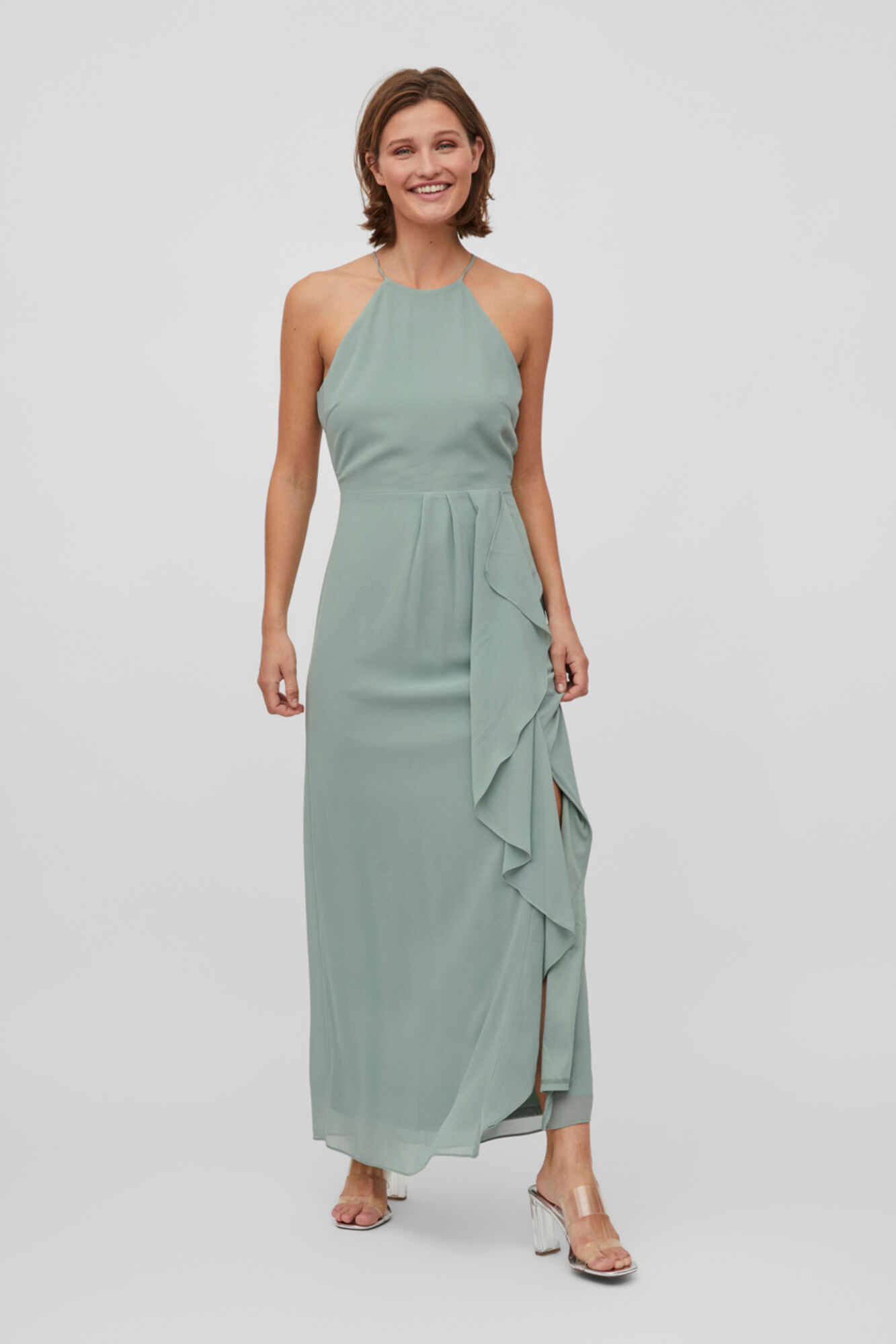 Vestido com decote halter - Verde