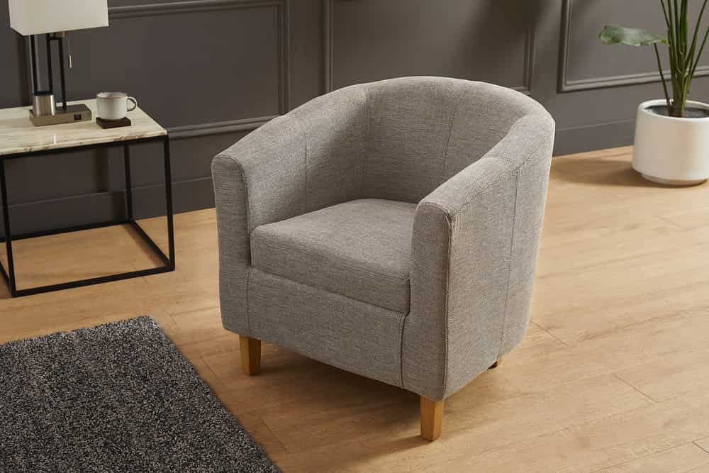Design Lounge Sessel HEMINGWAY taupe Strukturstoff mit Armlehnen Cocktailsessel