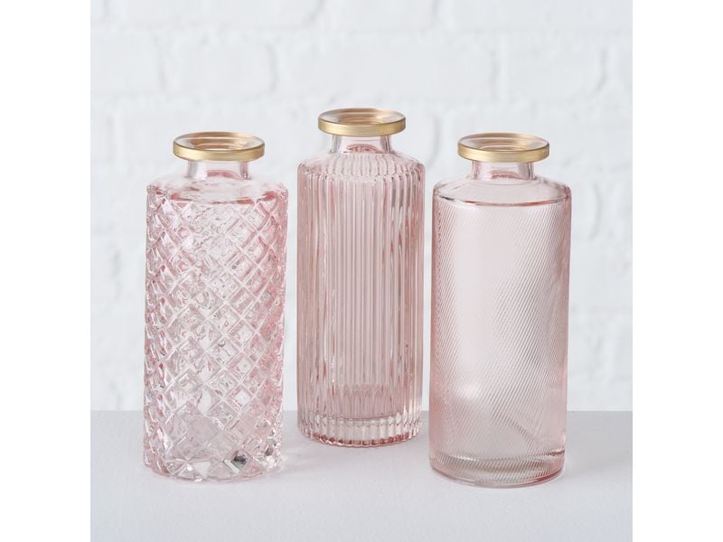 Boltze Vase Adore 1 Stück, 13 cm, Gold/Hellrosa/Transparent Vasen aus Glas
