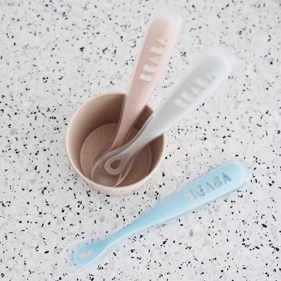 Cuillère 1er repas silicone   Old Pink        de               Béaba
