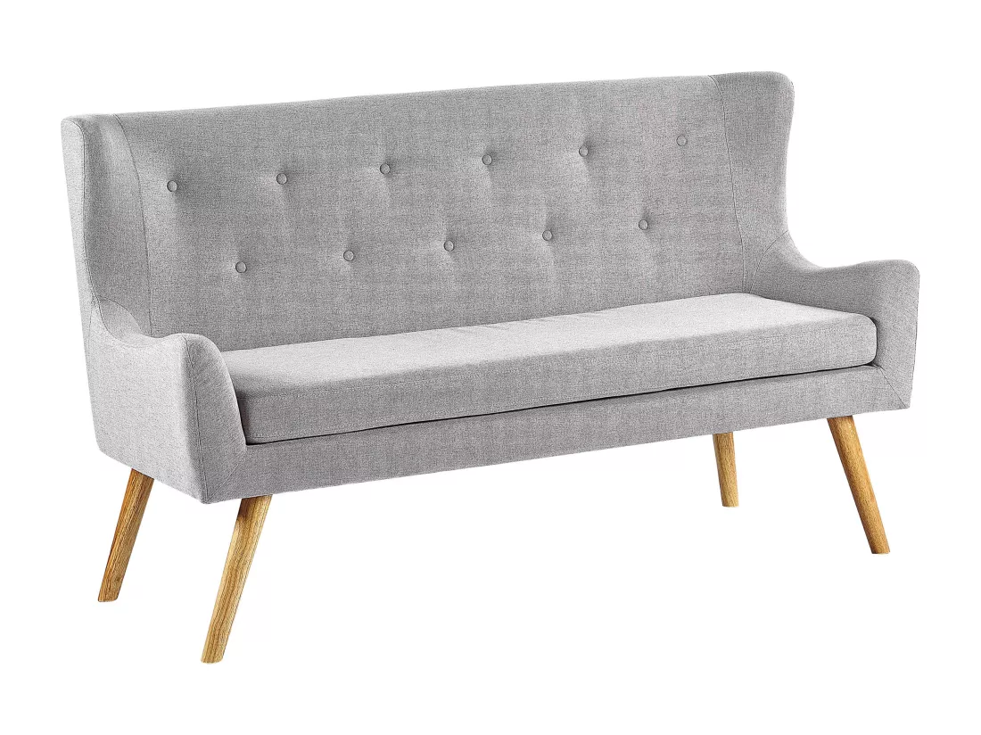 Canapé banquette 2 places en tissu gris clair SKIBBY