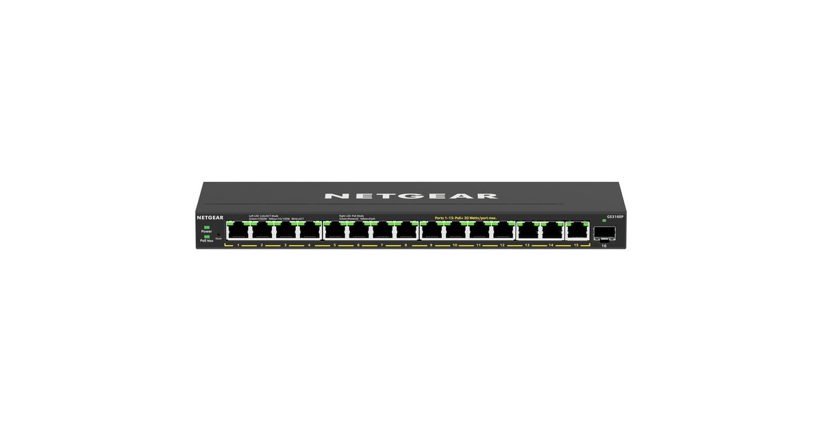 NetgearGS316EP switch  (Zwart)