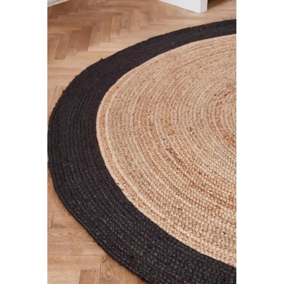 EVA Interior Vloerkleed Jute Rond - Naturel/Antraciet - 180 Ø