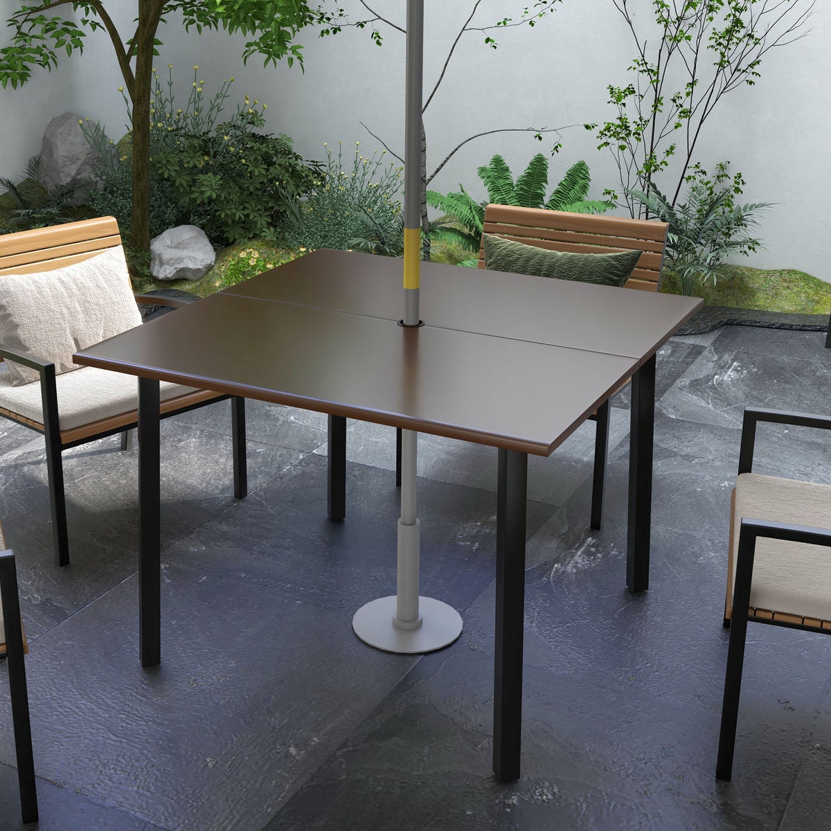 Outsunny bijzettafel, 100L x 100B x 72H cm, staal, bruin