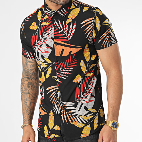 Chemise Manches Courtes Floral Noir