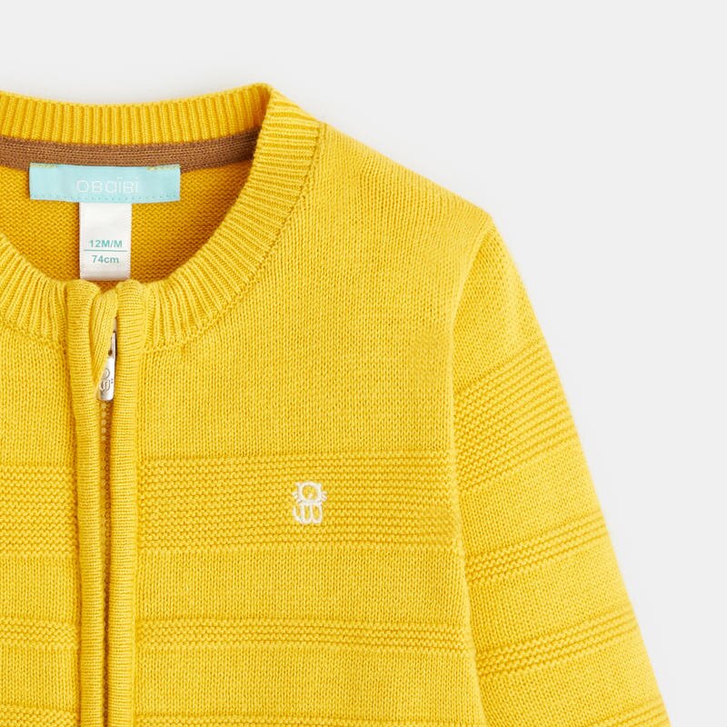 Gilet zippé maille fantaisie jaune bébé garçon Jaune