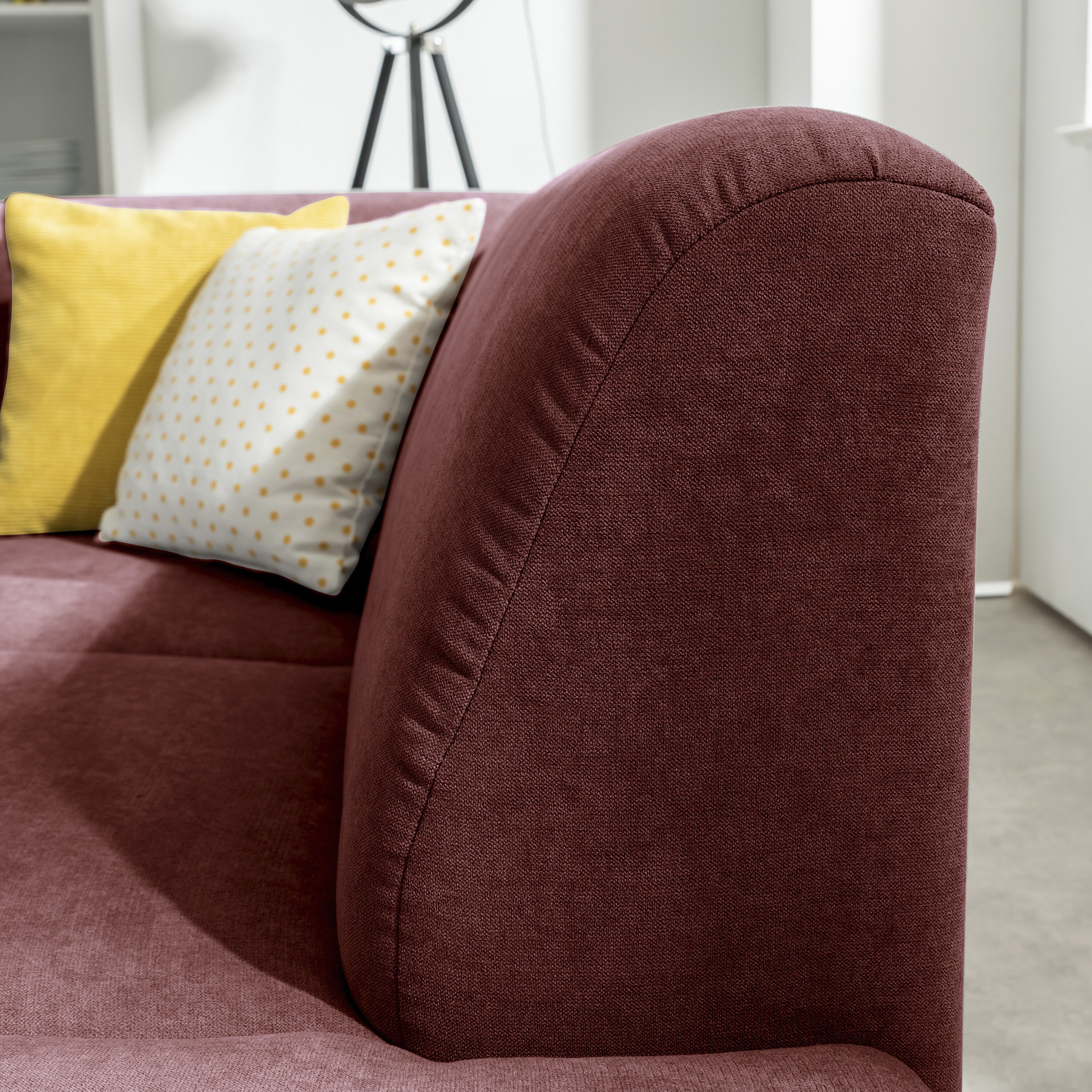 Max Winzer Terrence Sofa 2,5-Sitzer links mit Ecksofa rechts Flachgewebe rot