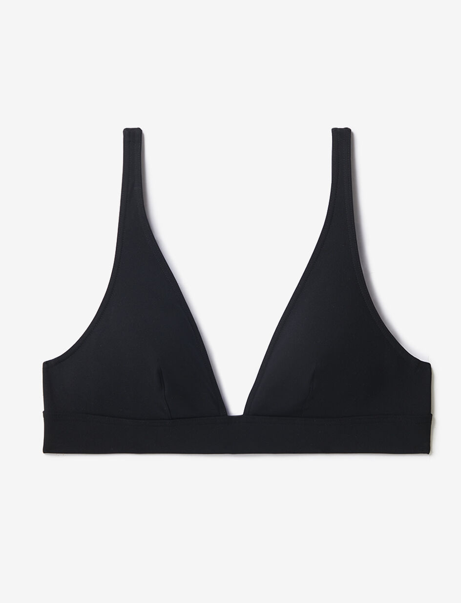 Haut de maillot de bain triangle sans armatures paddé - noir