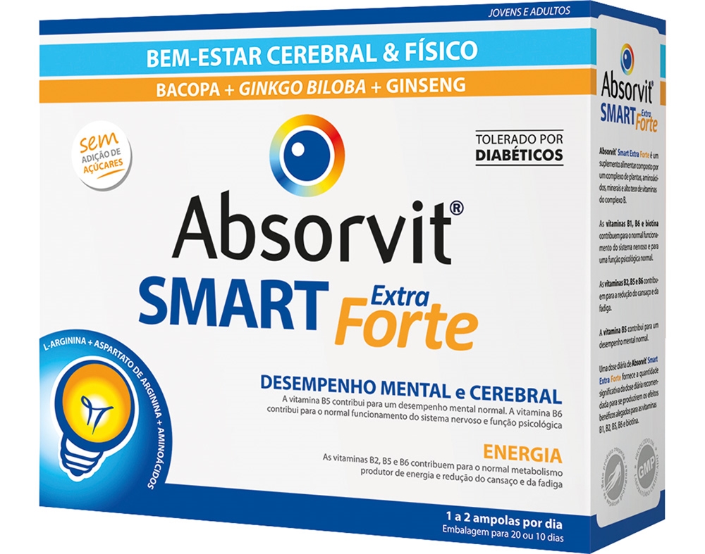 SUPLEMENTO ABSORVIT SMART EXTRA FORTE 30 AMPOLAS