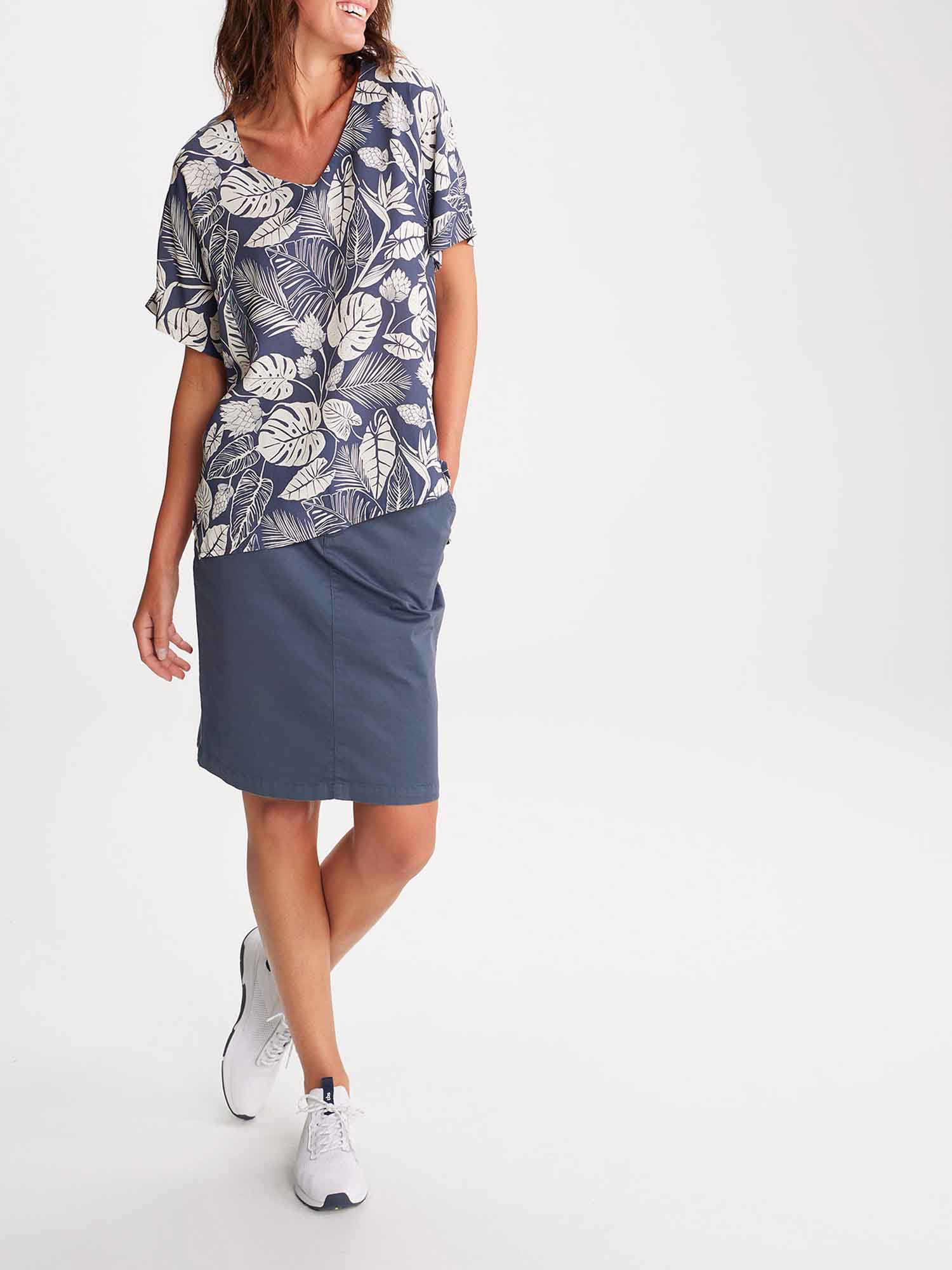 Blouse Femme Motif Floral Bleu