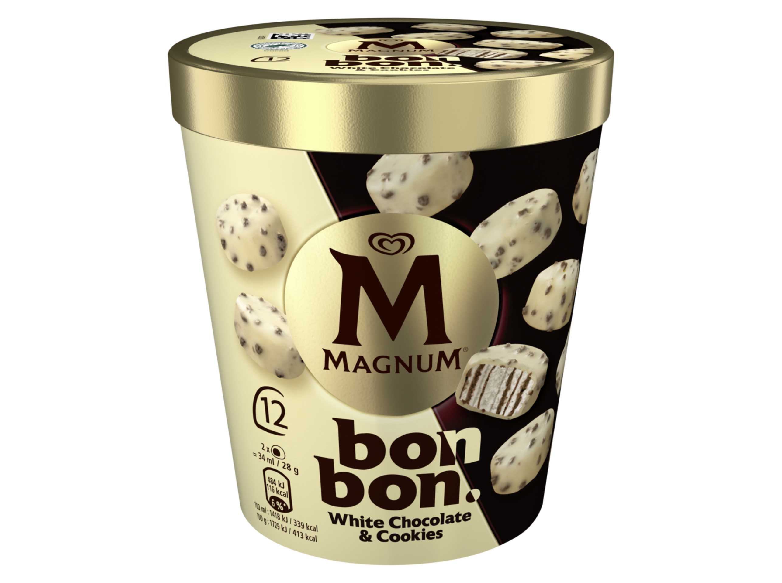 GELADO MAGNUM BOMBONS WHITE CHOCOLATE 12X17ML