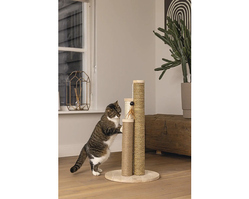 Krabmeubel ontworpen door Lotte: krabpaal Willa, 40 x 40 x 60 cm, voor katten tot 7 kg, gemaakt van sisal, jute, zeegras en hout.