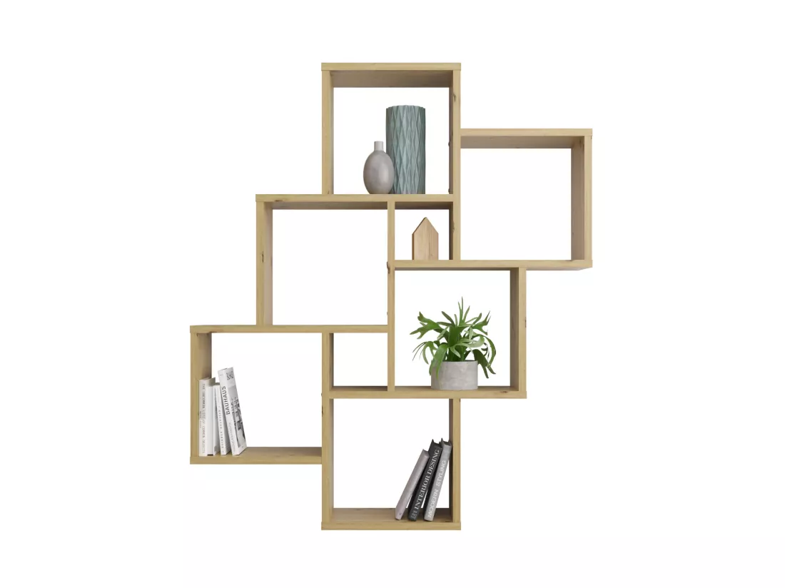 Etagère murale 6 cases en bois chêne artisan - ET13035-1