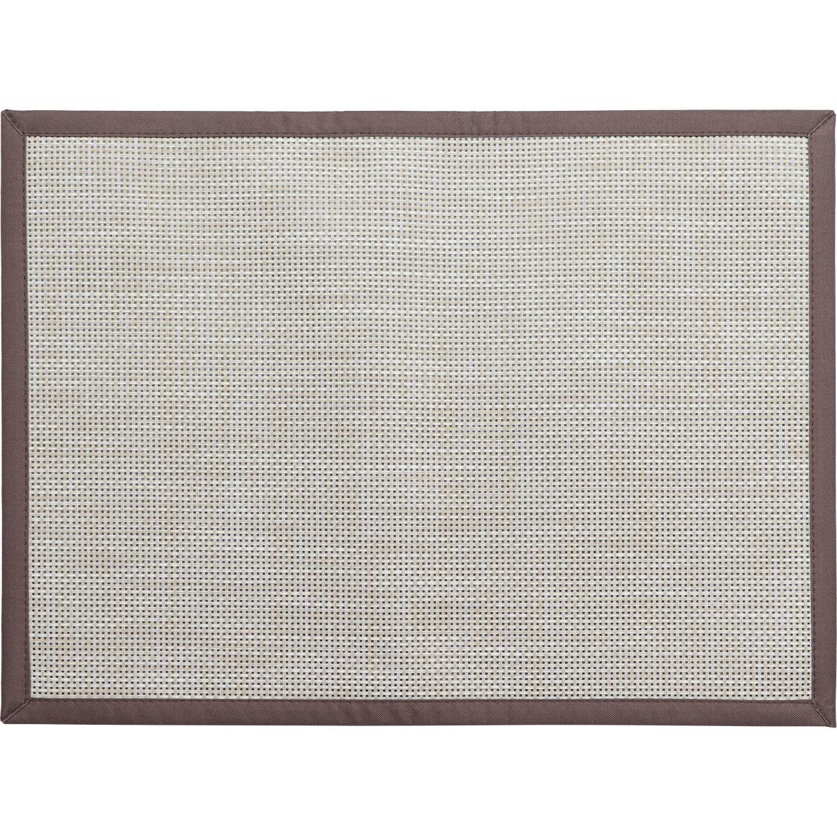 TAPIS JOHN 45X60CM VINYLE TISSE BICOLORE BEIGE GRIS