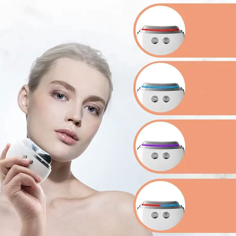 (500mAh) 5A Elektrisches USB Beheitztes Gesicht Massage Gerät mit 9 Modi - Weiss
